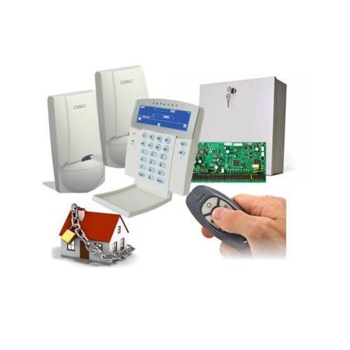 Detectores Volumétricos y Perimetrales, otros accesorios para sistemas de intrusión y dibujo de casa con candado